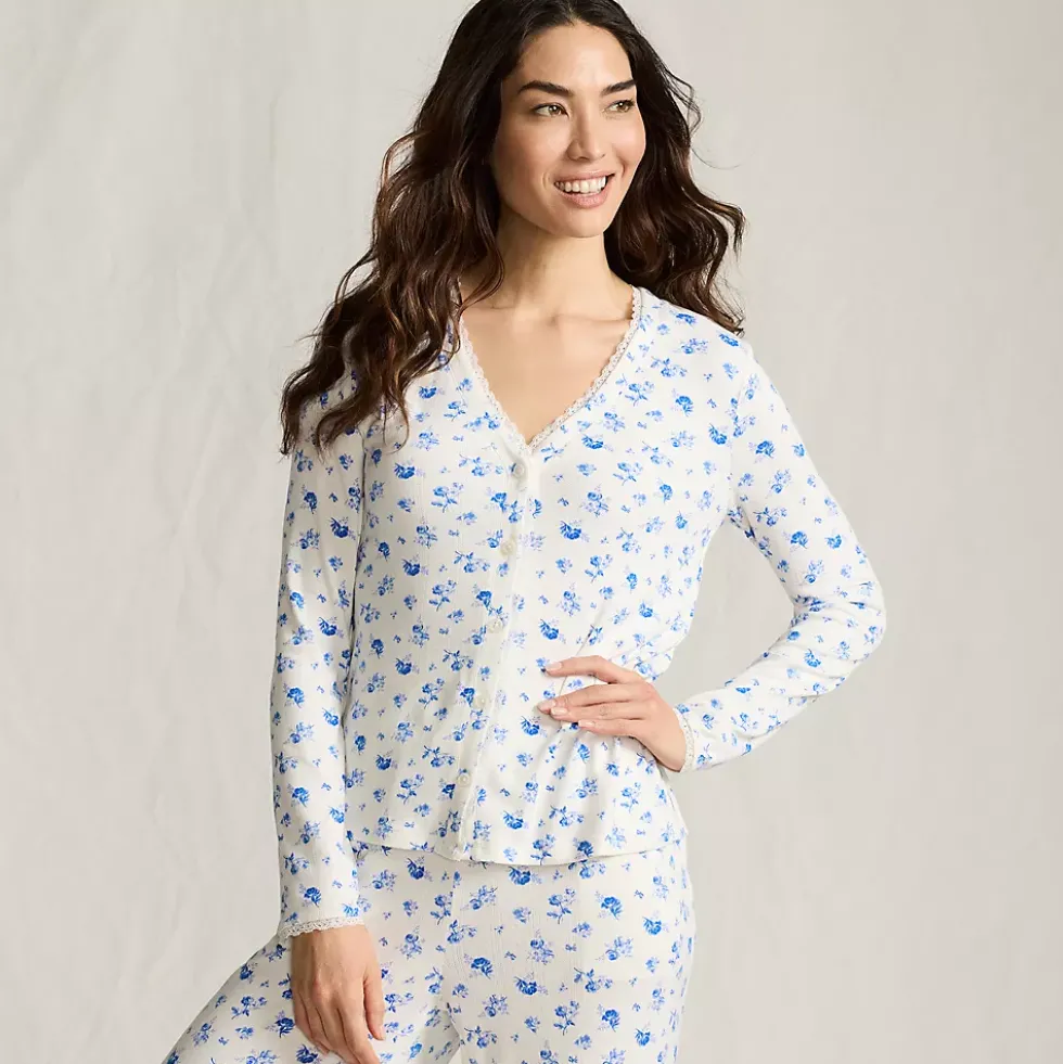 Women's Pointelle Long Sleeve Sleep Cardigan