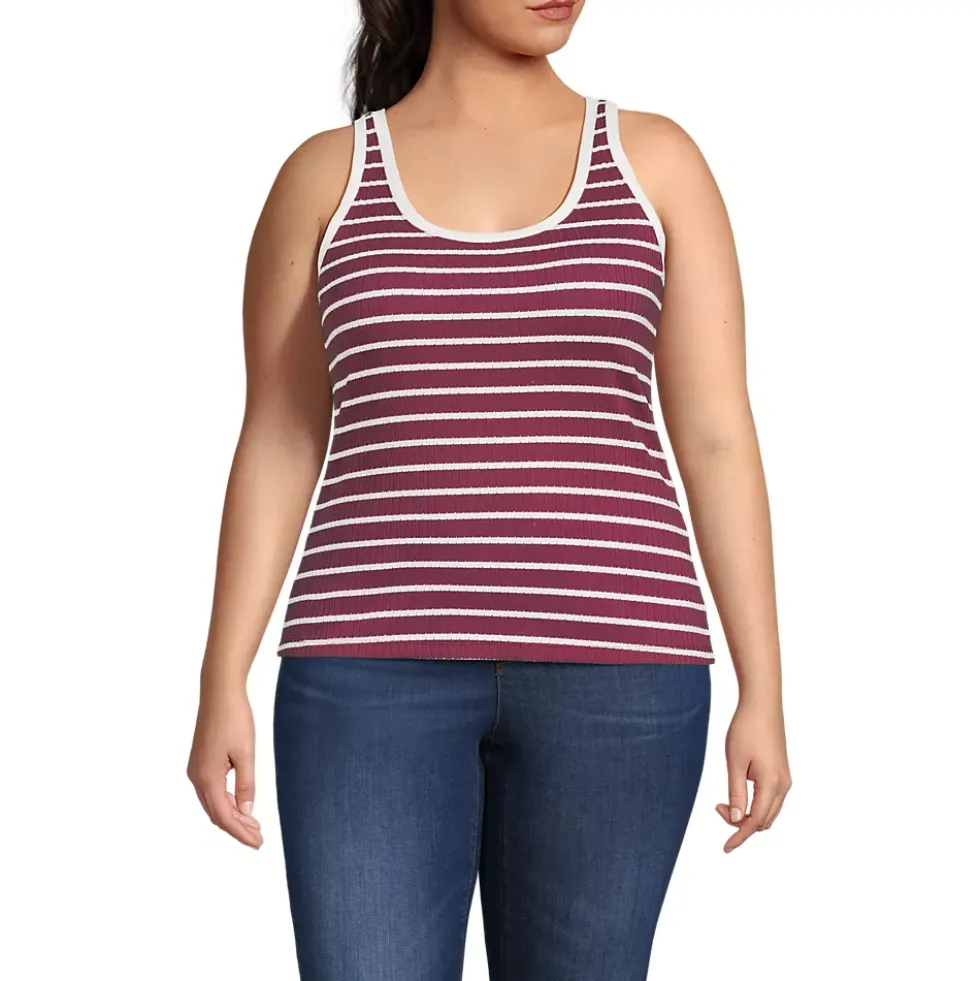 Women's Pointelle Rib UNeck Tank