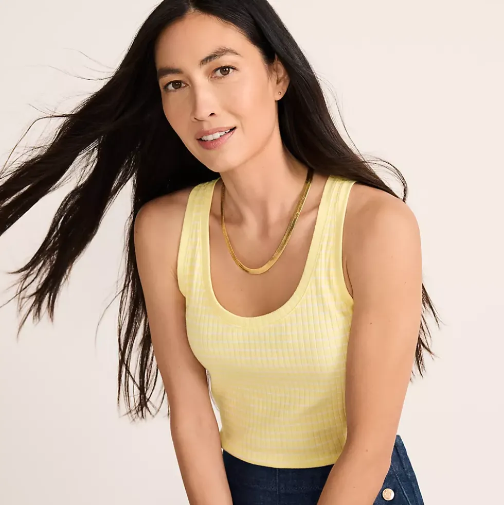 Women's Pointelle Rib UNeck Tank