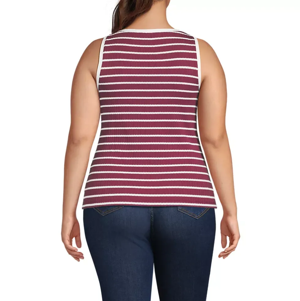 Women's Pointelle Rib UNeck Tank