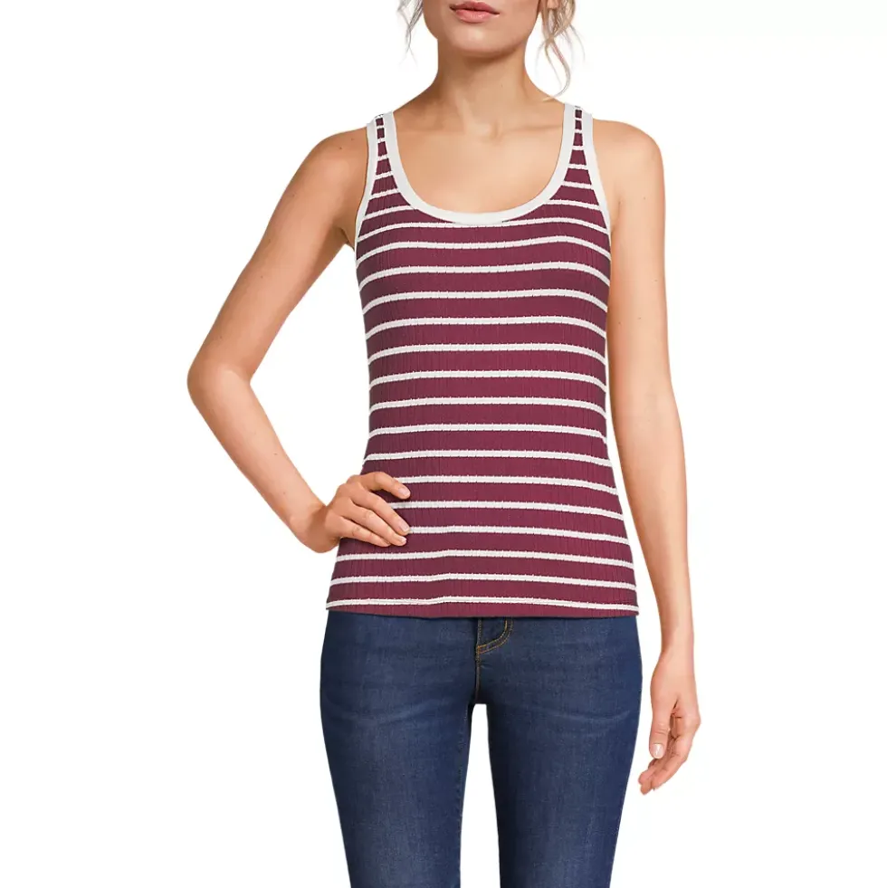 Women's Pointelle Rib UNeck Tank
