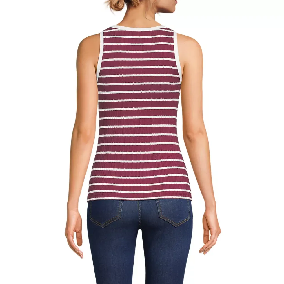 Women's Pointelle Rib UNeck Tank