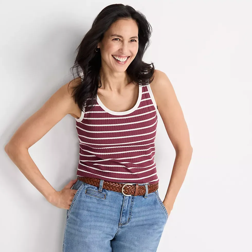 Women's Pointelle Rib UNeck Tank