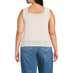 Women's Pointelle Square Neck Tank Sweater