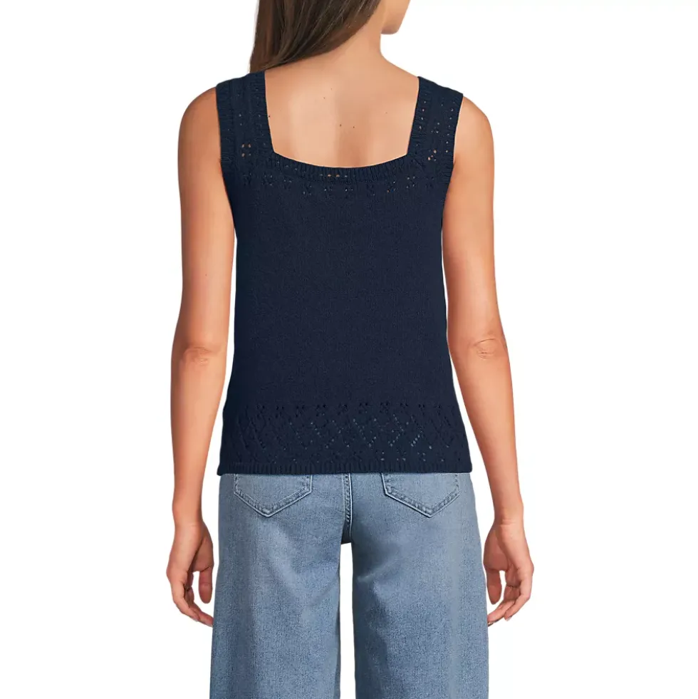 Women's Pointelle Square Neck Tank Sweater