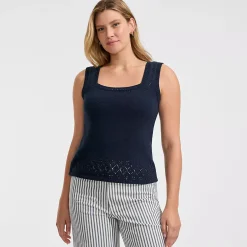 Women's Pointelle Square Neck Tank Sweater