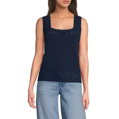 Women's Pointelle Square Neck Tank Sweater