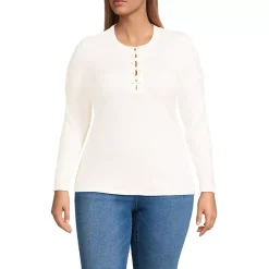 Women's Polished Rib Tie Henley Top
