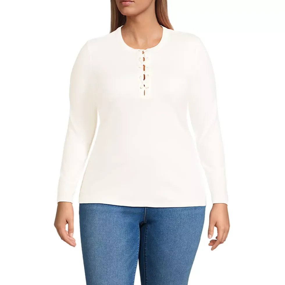 Women's Polished Rib Tie Henley Top
