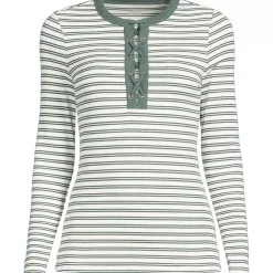 Women's Polished Rib Tie Henley Top