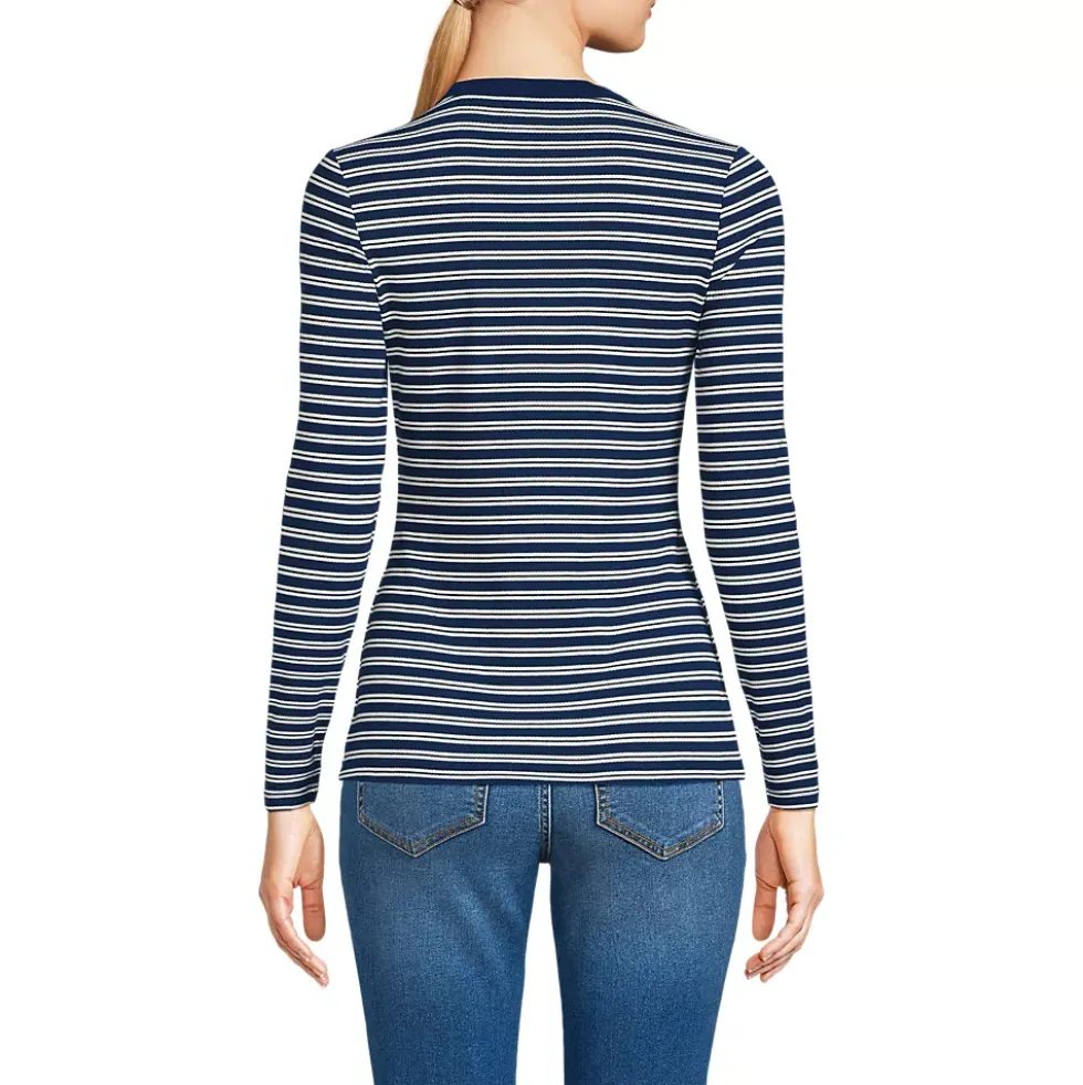 Women's Polished Rib Tie Henley Top
