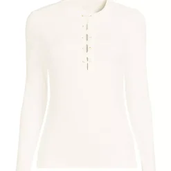 Women's Polished Rib Tie Henley Top