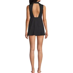 Women's Polo Collar Tie Front Swim Dress Swimsuit
