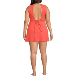 Women's Polo Collar Tie Front Swim Dress Swimsuit