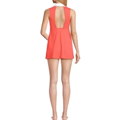 Women's Polo Collar Tie Front Swim Dress Swimsuit