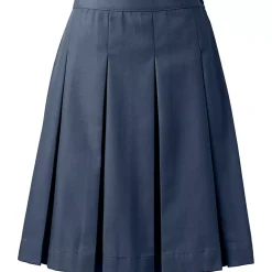 Women's Poly-Cotton Box Pleat Skirt Top of Knee