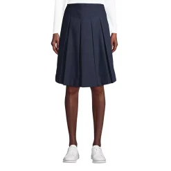 Women's Poly-Cotton Box Pleat Skirt Top of Knee
