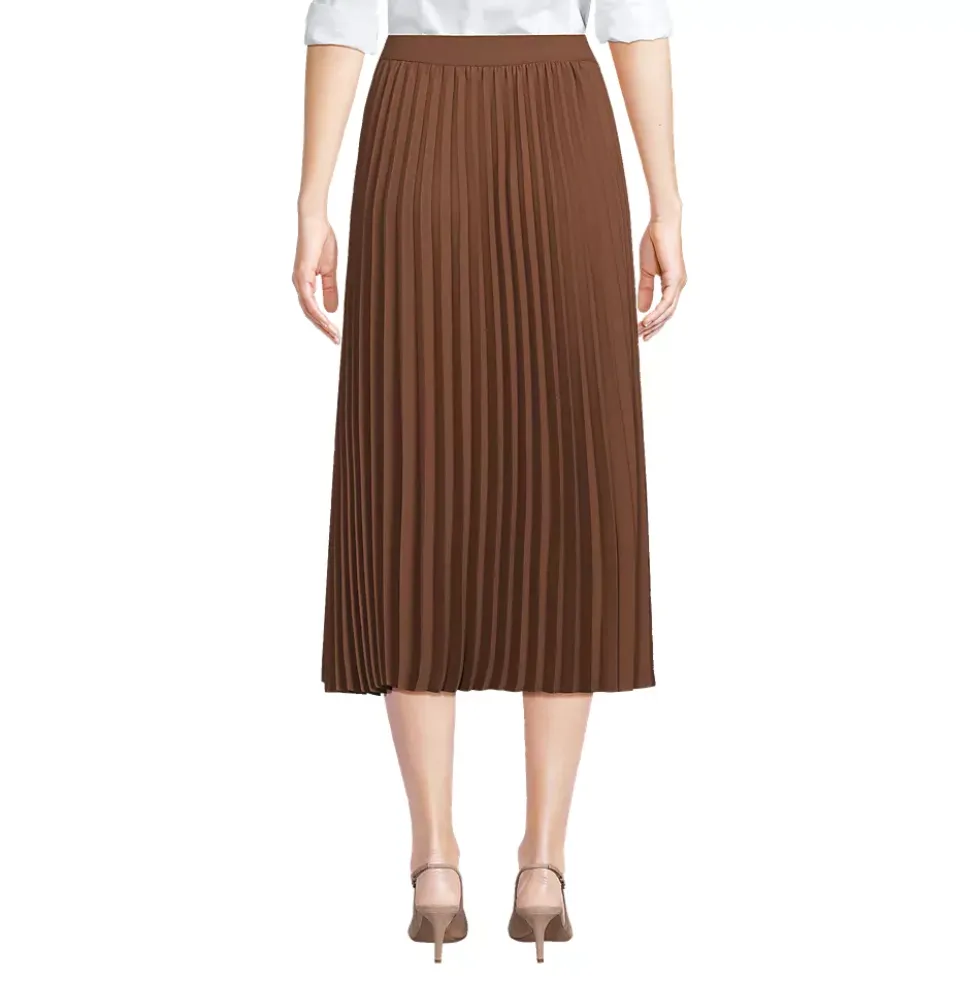 Women's Poly Crepe Pleated Midi Skirt