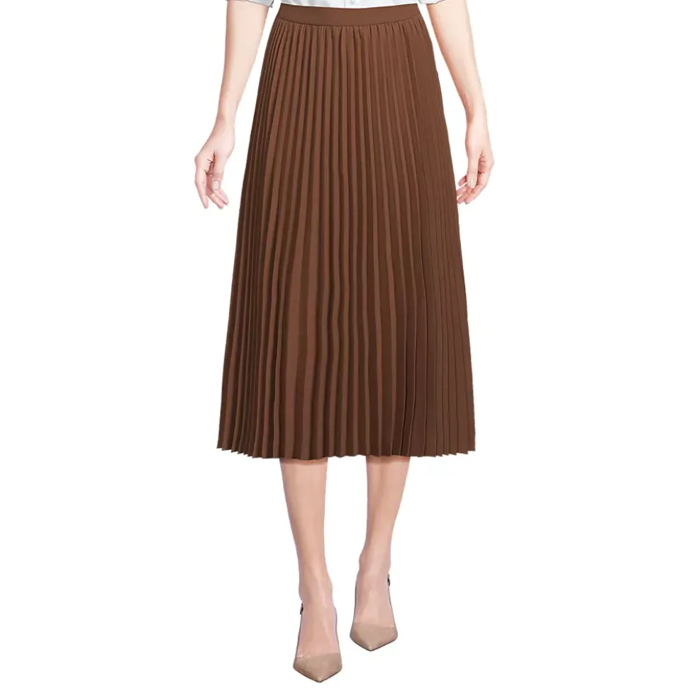 Women's Poly Crepe Pleated Midi Skirt