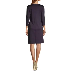 Women's Ponte 3/4 Sleeve Split Neck Shift Dress