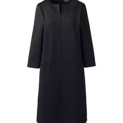 Women's Ponte 3/4 Sleeve Split Neck Shift Dress