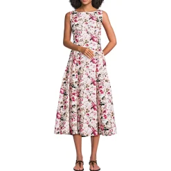 Women's Poplin Boatneck Midi Dress