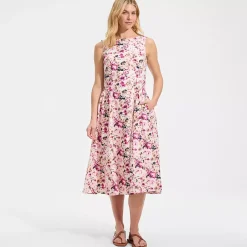 Women's Poplin Boatneck Midi Dress