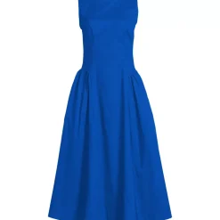 Women's Poplin Boatneck Midi Dress