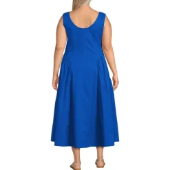 Women's Poplin Boatneck Midi Dress
