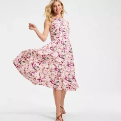 Women's Poplin Boatneck Midi Dress