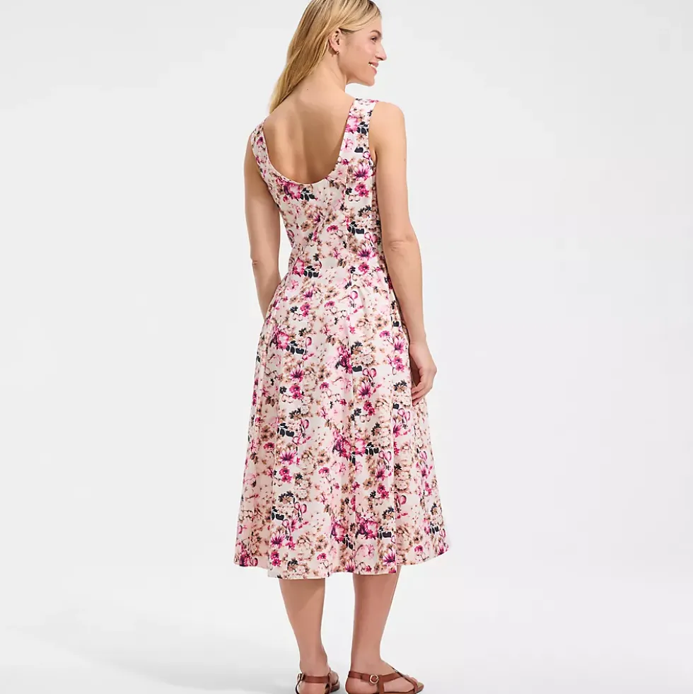 Women's Poplin Boatneck Midi Dress