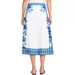 Women's Poplin Border Print Midi Skirt - Set Bottom