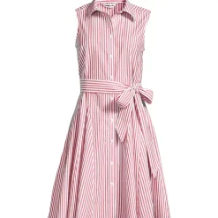 Women's Poplin Button Front Dress with Godets