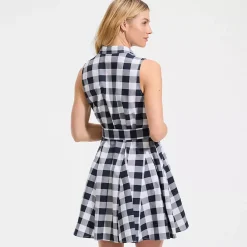 Women's Poplin Button Front Dress with Godets