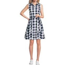 Women's Poplin Button Front Dress with Godets