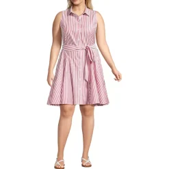 Women's Poplin Button Front Dress with Godets