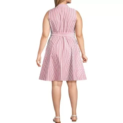 Women's Poplin Button Front Dress with Godets