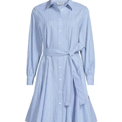 Women's Poplin Button Front Dress with Godets