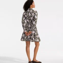 Women's Poplin Button Front Dress with Godets