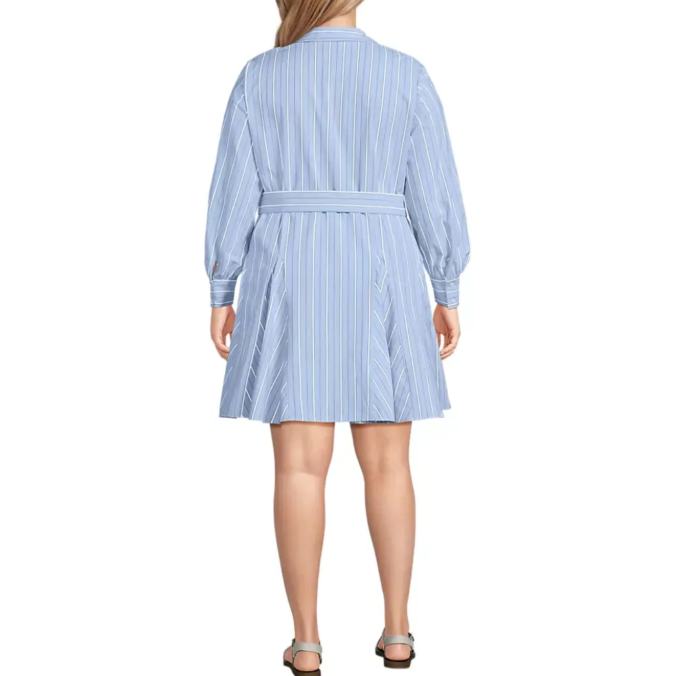 Women's Poplin Button Front Dress with Godets