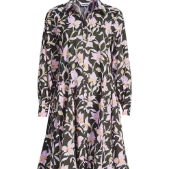 Women's Poplin Button Front Dress with Godets