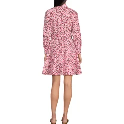 Women's Poplin Button Front Dress with Godets