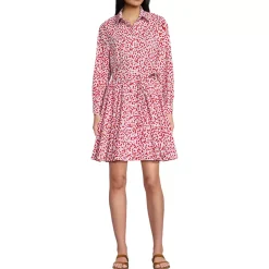 Women's Poplin Button Front Dress with Godets