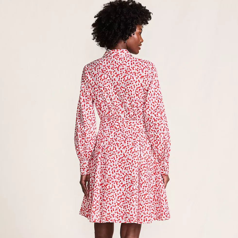 Women's Poplin Button Front Dress with Godets