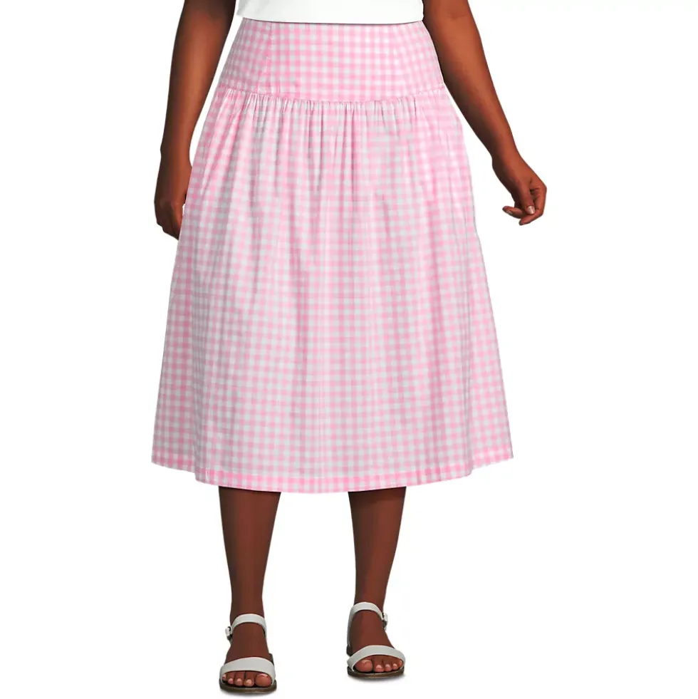 Women's Poplin Drop Waist Midi Skirt - Set Bottom