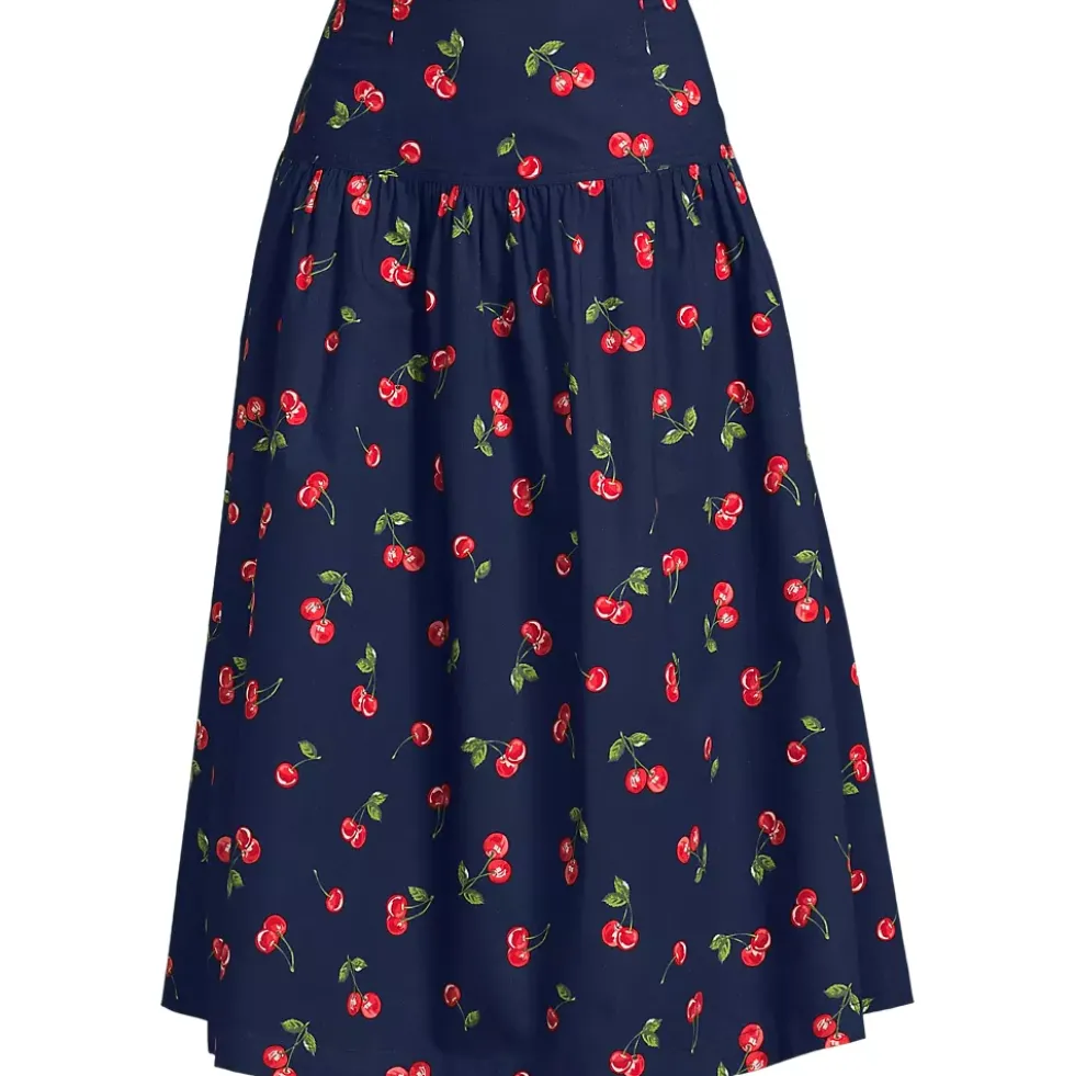 Women's Poplin Drop Waist Midi Skirt - Set Bottom
