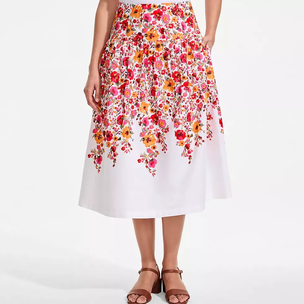 Women's Poplin Drop Waist Midi Skirt - Set Bottom