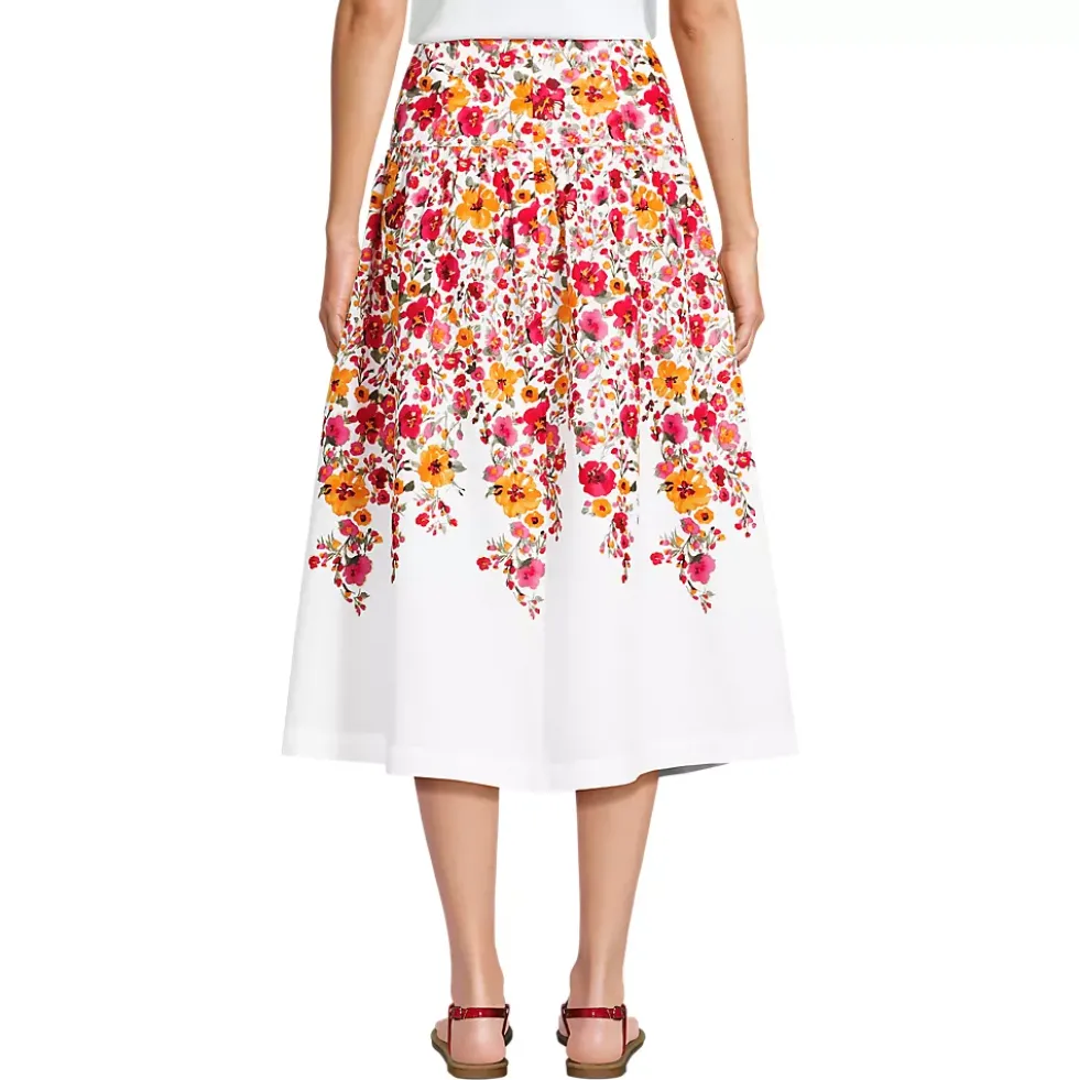 Women's Poplin Drop Waist Midi Skirt - Set Bottom