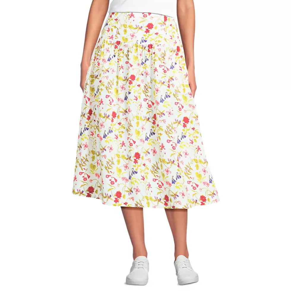 Women's Poplin Drop Waist Midi Skirt - Set Bottom