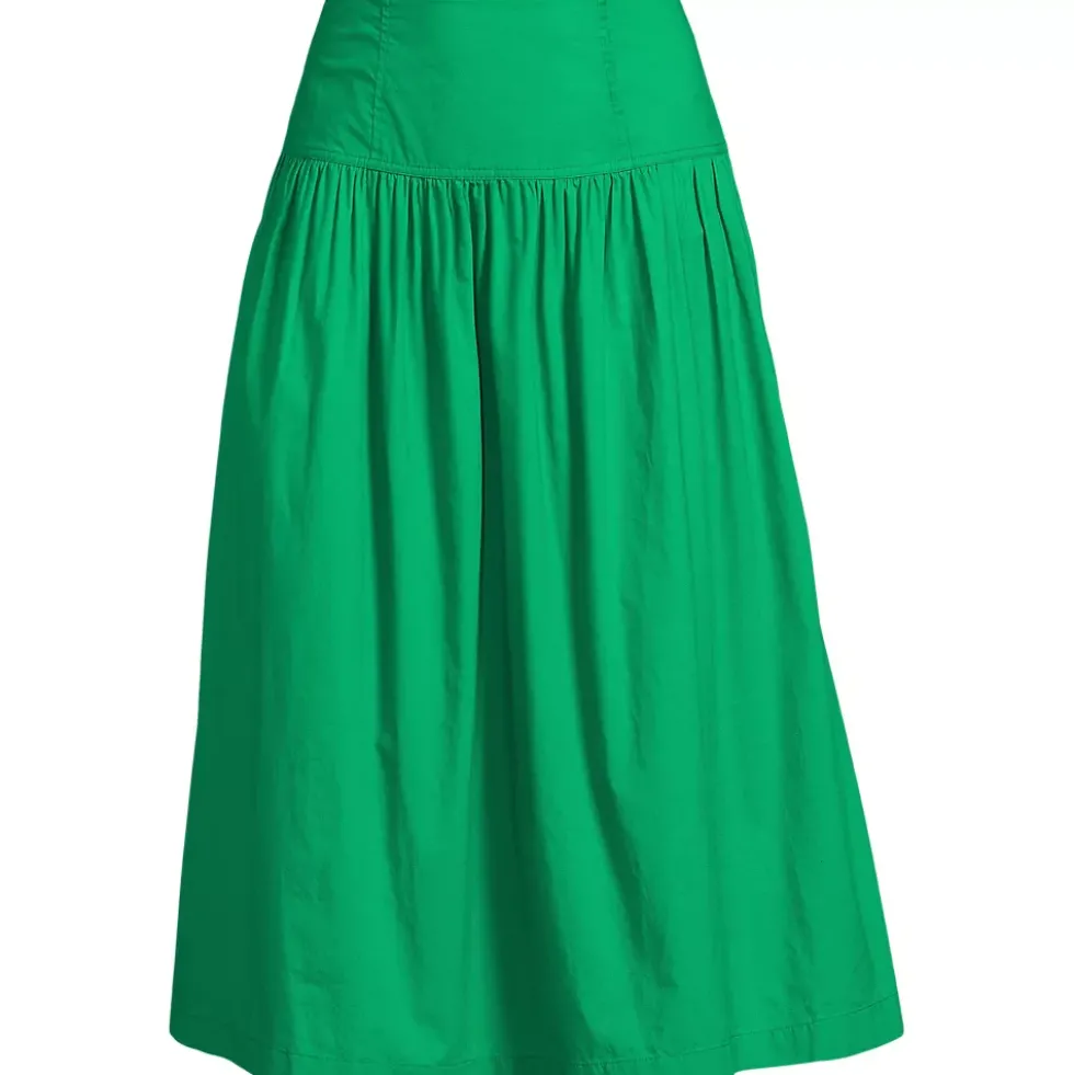 Women's Poplin Drop Waist Midi Skirt - Set Bottom